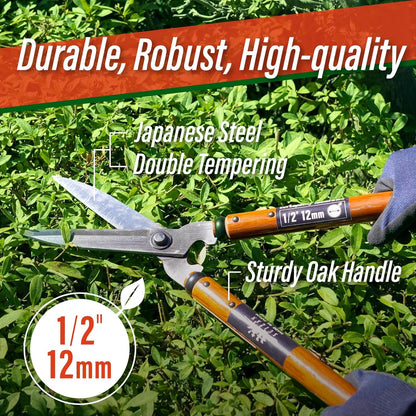 SUIZAN Hedge Shears 21.3" - Professional Japanese Garden Clippers for Precise Trimming Gardening