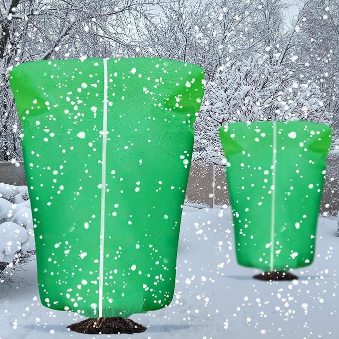 4 Pcs Plant Covers Frost Protection Bag 71" x 47" Winter Reusable Plants Jacket with Drawstring