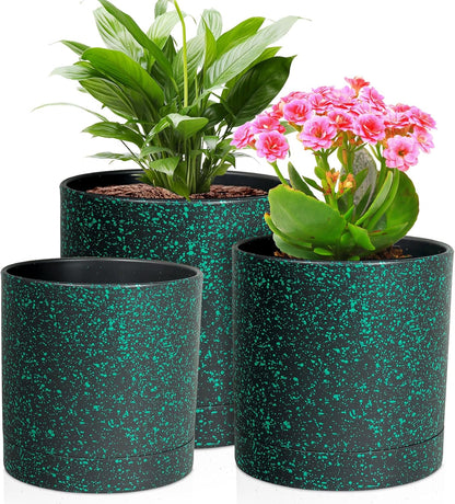 6/5/4 inch Plant Pots, 3 Pack Cylinder Flower Pots for Small Indoor Outdoor Plants, Plastic