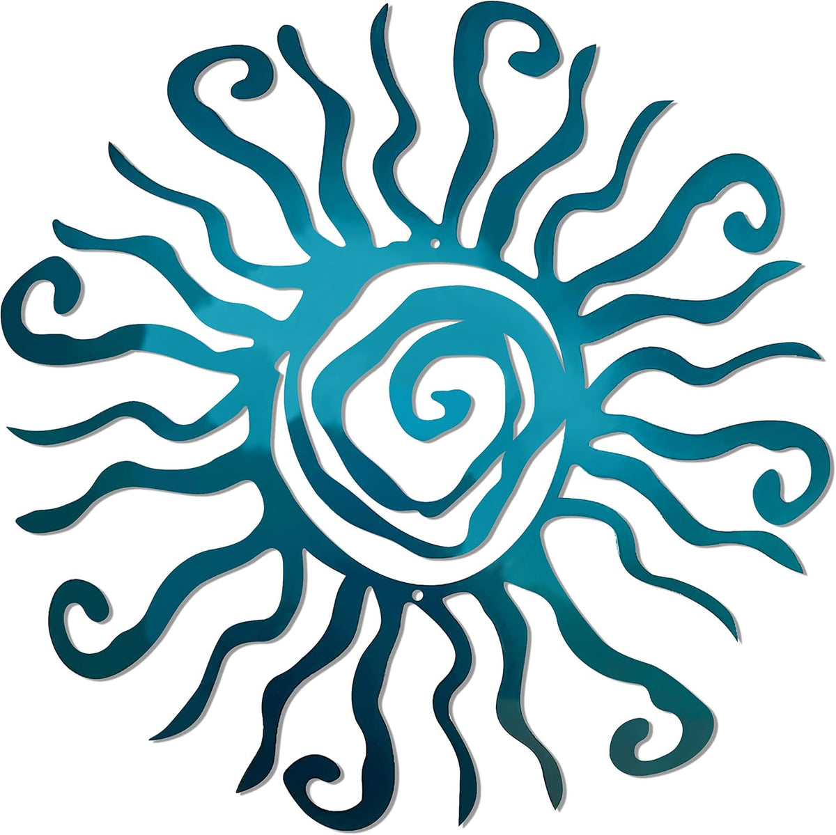 Riverside Designs Wacky Sun Metal Wall Art Indoor/Outdoor Decor - 36" Teal Rust Proof Wall