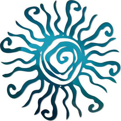 Riverside Designs Wacky Sun Metal Wall Art Indoor/Outdoor Decor - 36" Teal Rust Proof Wall
