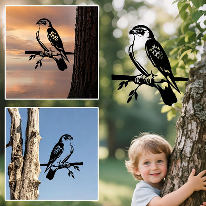 Metal Hawk Bird Decor, Outdoor Garden Statues & Patio Ornament for Outdoor Spaces, Yard Art, Tree