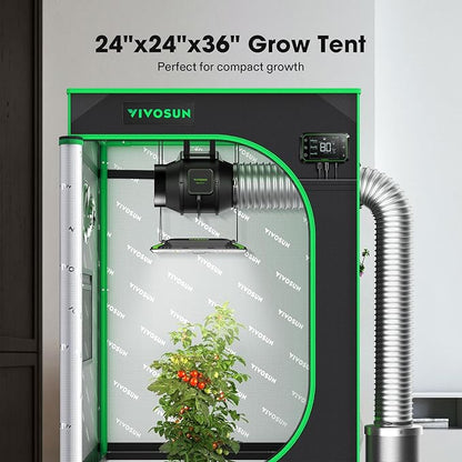 VIVOSUN S223 2x2 Grow Tent, 24"x24"x36" High Reflective Mylar with Observation Window and Floor
