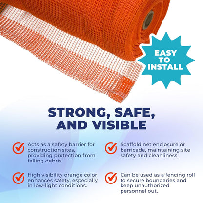 Tarps Now 4' x 150' Orange Safety Netting Roll - Heavy Duty Fire Retardant Safety Nets with 1/4"