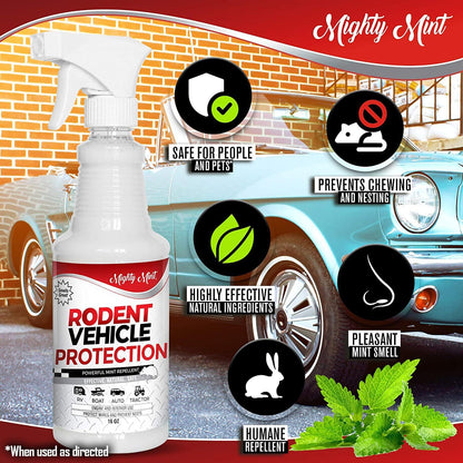 Mighty Mint Peppermint Oil Rodent Repellent Spray for Vehicles – Natural Mouse & Rat Control for