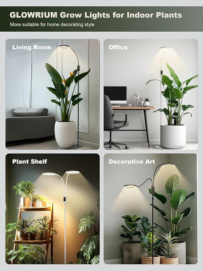 GLOWRIUM Smart Grow Lights for Indoor Plants, 48W Full Spectrum Plant Lights, Bluetooth App &