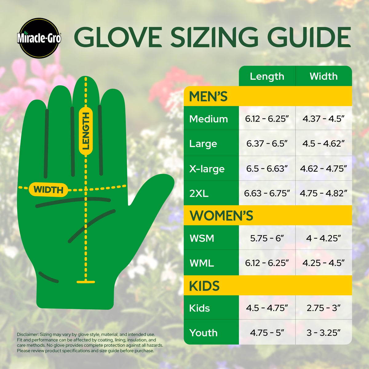 Miracle-Gro Women's Nitrile Coated Grip Floral Pattern Gardening Work Gloves, Extreme Comfort