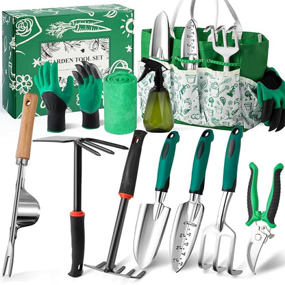 Garden Tool Set for Women, 12pcs Heavy Duty Gardening Tools, Cute Gardening Supplies Gifts for