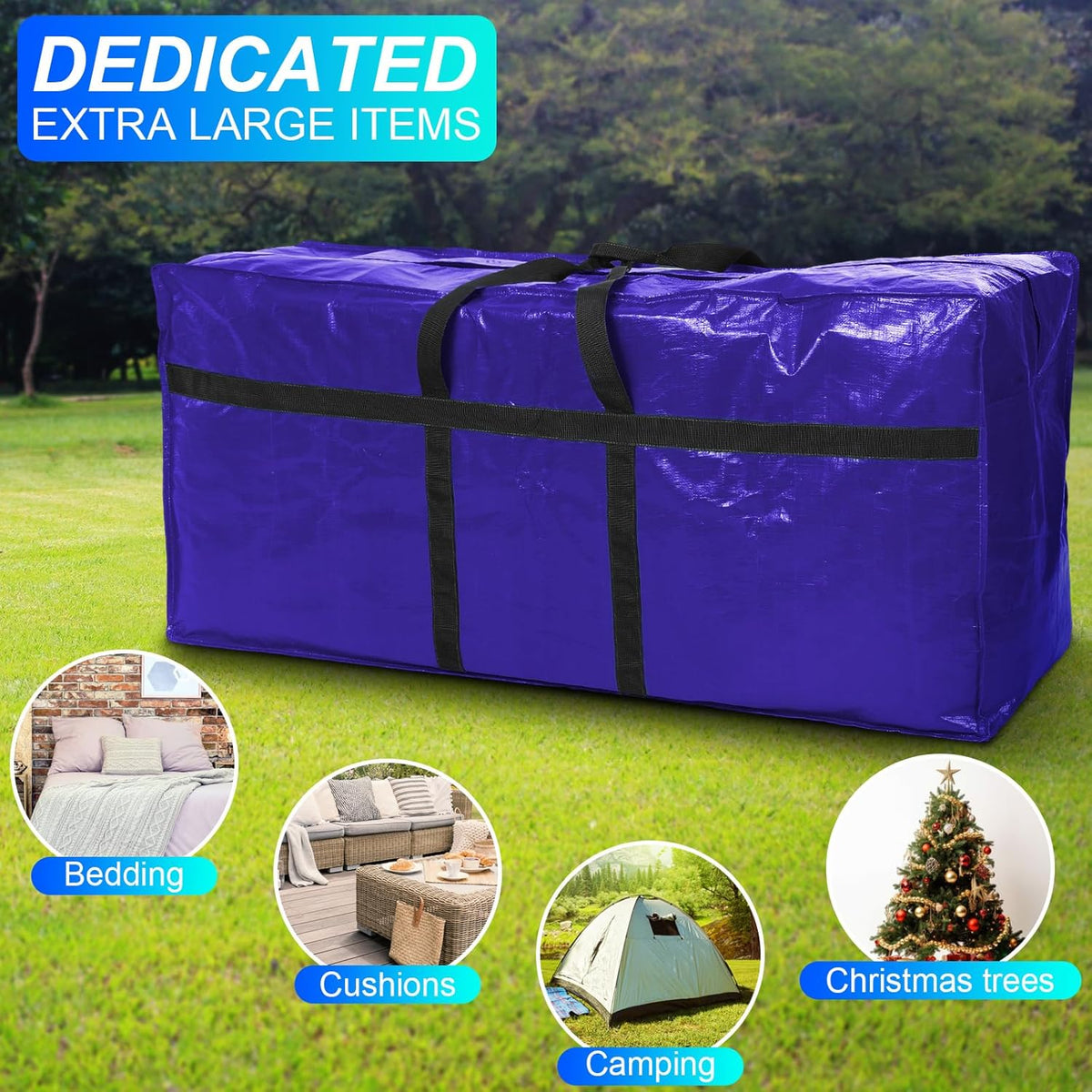 4 Pcs 66 Gallon Large Moving Bags with Zipper and Handles Foldable Storage Duffle Bags Heavy Duty