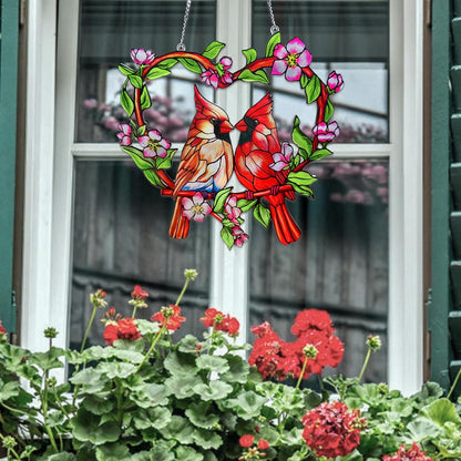 Stained Glass Window Hanging Cardinal Suncatcher,velaboll 10 inch Cardinal Decor for Home Decor
