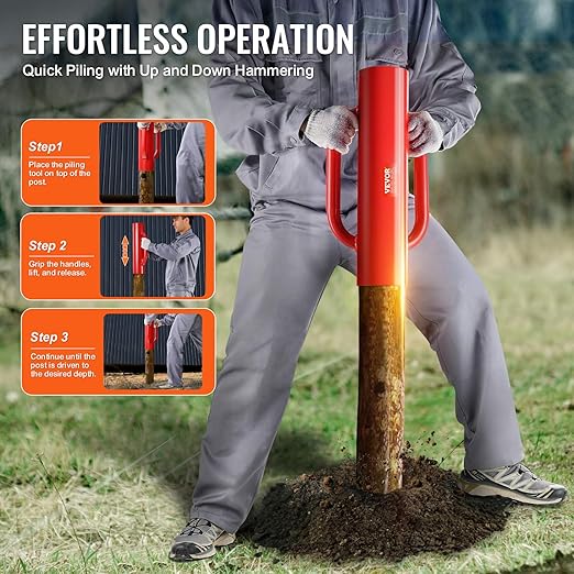 VEVOR Fence Post Driver with Handles, 2.7 in Inner Diameter T Post Pole Pounder, 14LB Heavy Duty
