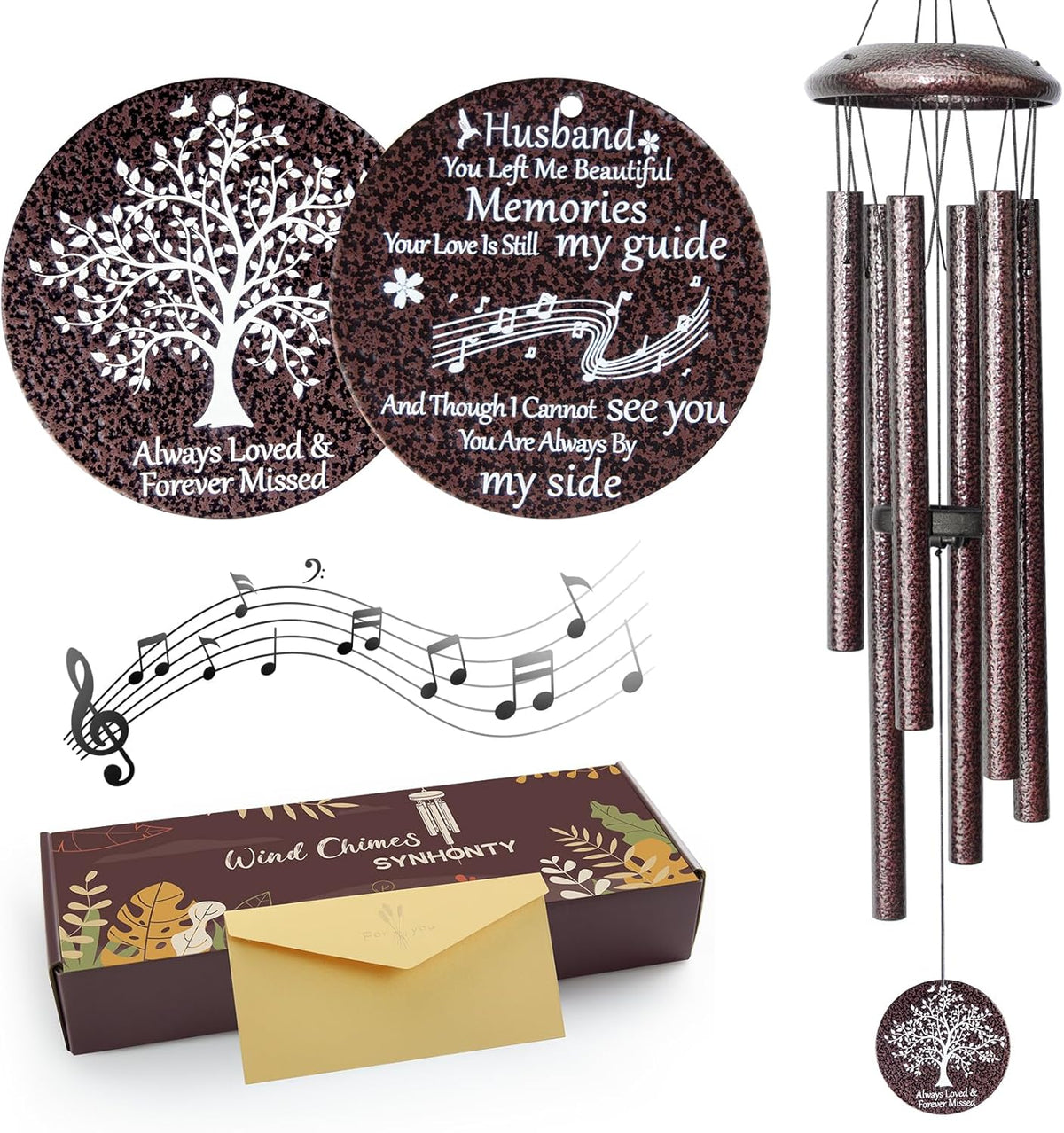 Memorial Sympathy Gifts for Loss of Husband, 25" Memorial Wind Chimes for Lose of Husband Sympathy