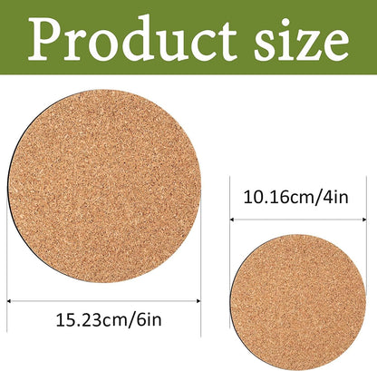 4 Pieces Cork Plant Mats Round Cork Plant Coasters for Garden Pots, DIY Craft Project (4 Inches,6