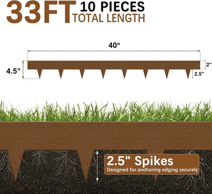Worth Garden 10-Pack Corten Steel Landscape Lawn Edging - 4.5in H Rust Patina Finish Bendable Metal