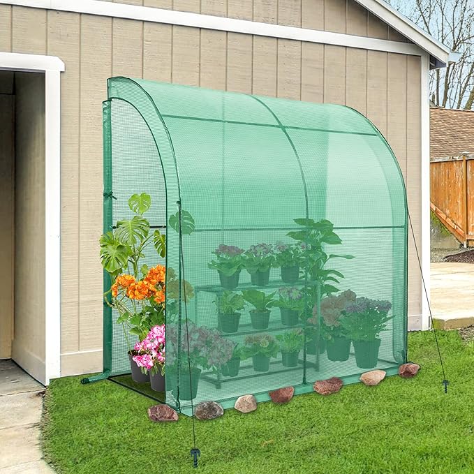 EAGLE PEAK 3 Tier Lean to Portable Greenhouse, Heavy-Duty Indoor & Outdoor Garden with Wire