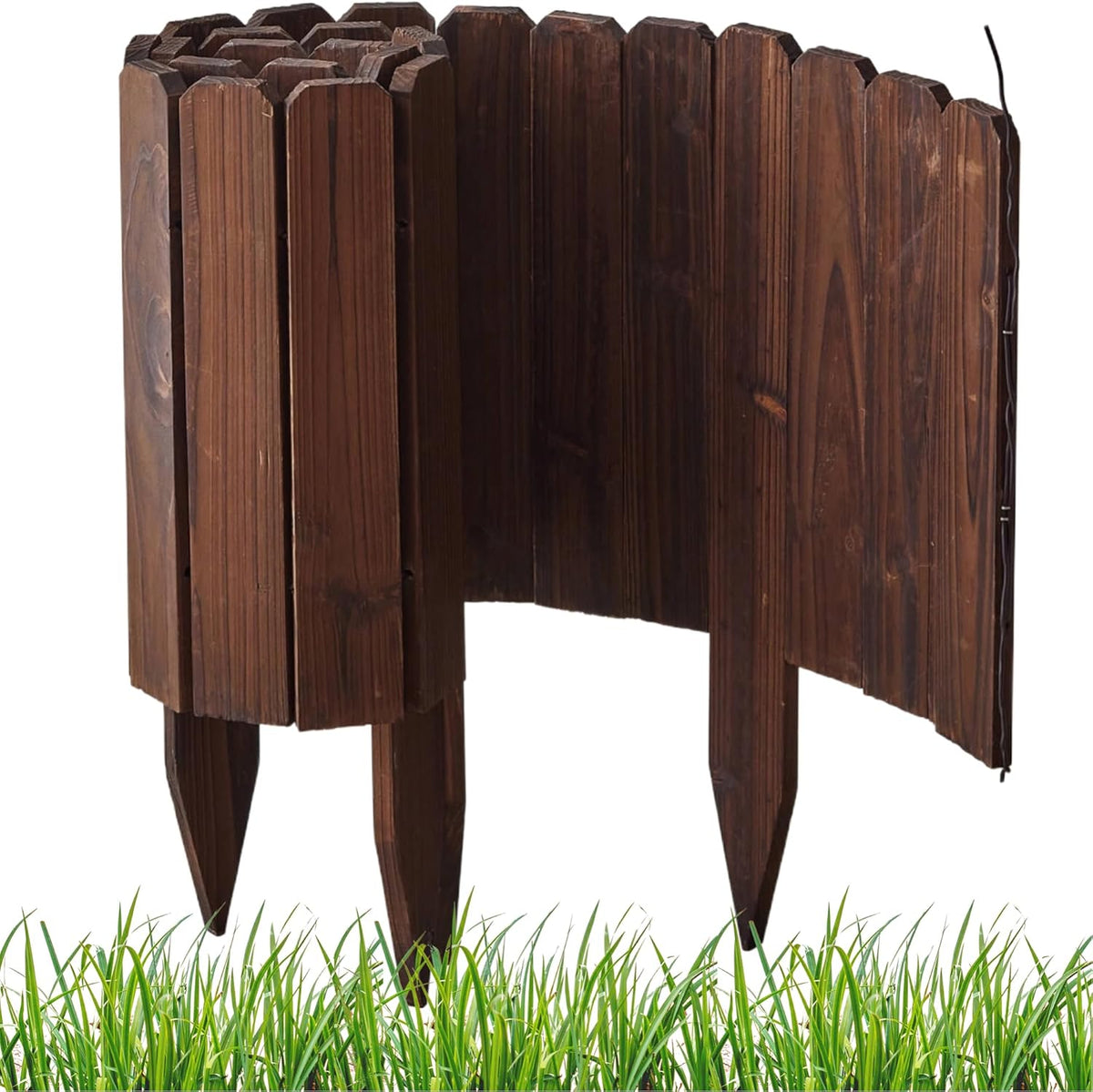 3PACK, 12FT Total Length Wood Garden Edging Border Wooden Garden Fence No Dig Landscape Edging