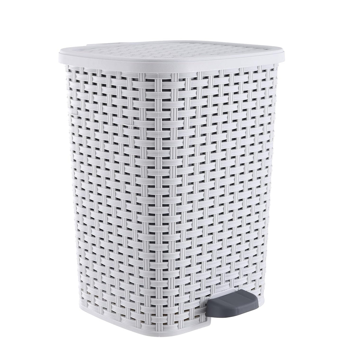 Superio Small Outdoor Trash Can with Lid for Dog Poop 6.8 Gallon/26 L Step On Plastic Garbage Can