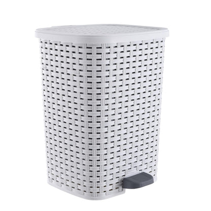Superio Small Outdoor Trash Can with Lid for Dog Poop 6.8 Gallon/26 L Step On Plastic Garbage Can
