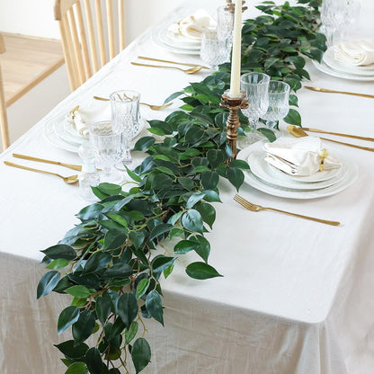 mizii 5 Packs 390" Artificial Vines Ficus Garland Fake Vine Silk Green Leaves Faux Plants Greenery
