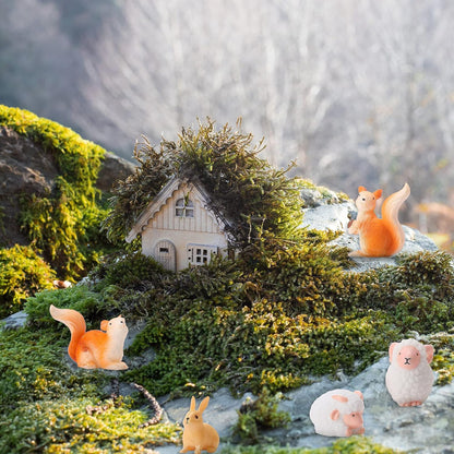 Skylety 12 Pcs Miniature Fairy House Garden Animals Fairy House Figurines Kit Mini Forest Animals