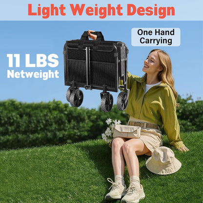 Wagons Carts Foldable,360 lbs Collapsible Wagon with Wheels Foldable Wagon Cart with Flexible