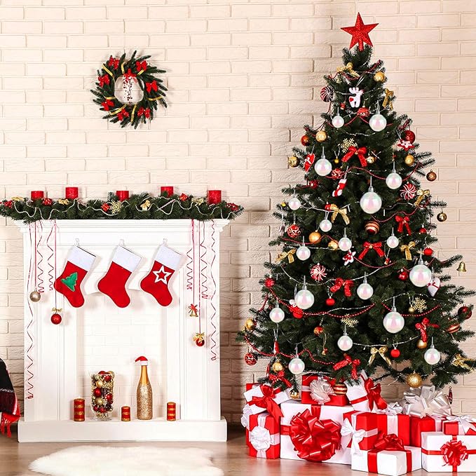 50 PCS Christmas Iridescent Ornaments,Clear Plastic Bubbles Hanging Filled Ornaments,Christmas DIY