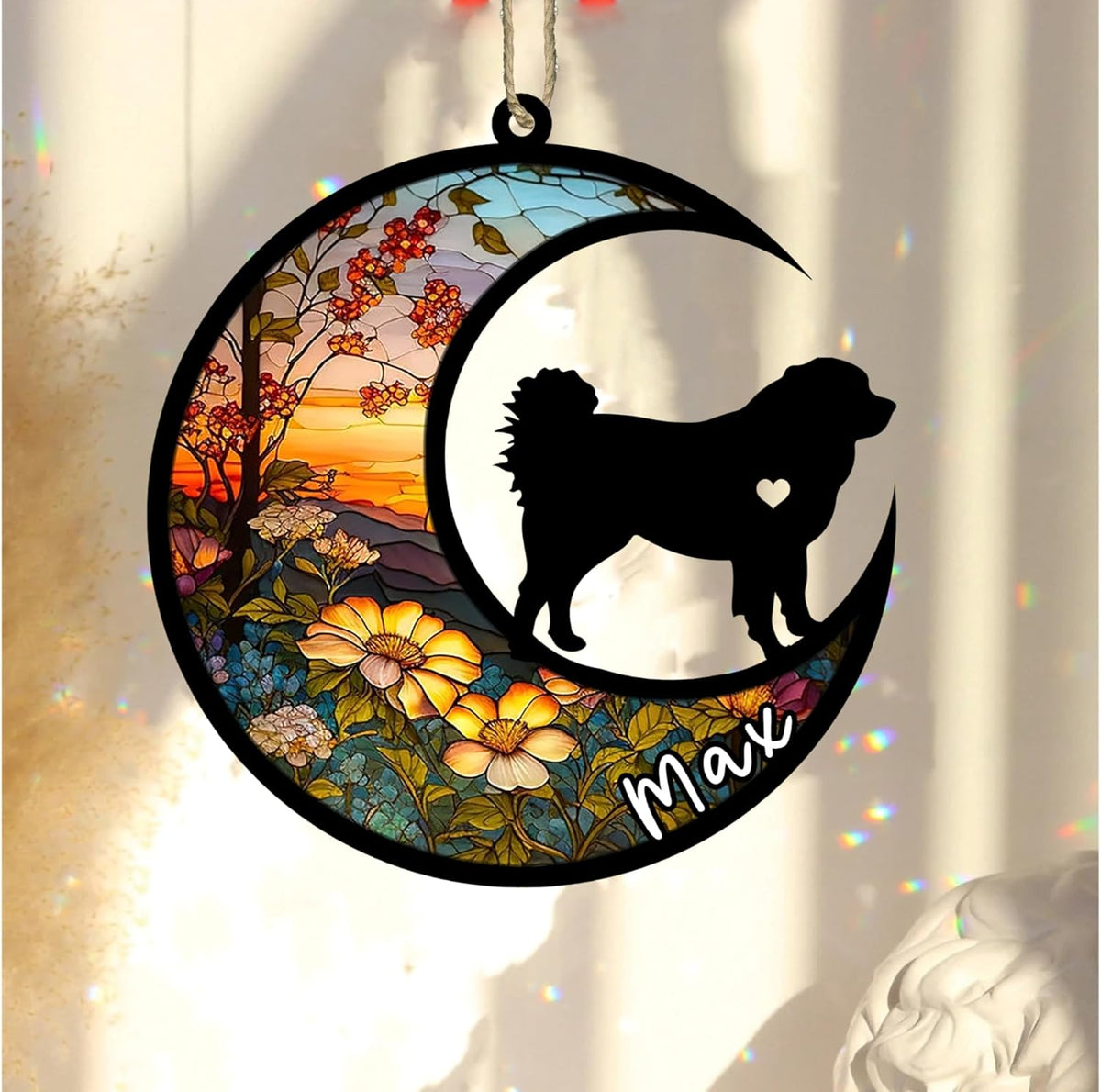 Personalized Dog Memorial, Custom Name Caucasian Shepherd Dog Christmas Ornament with Name, Custom