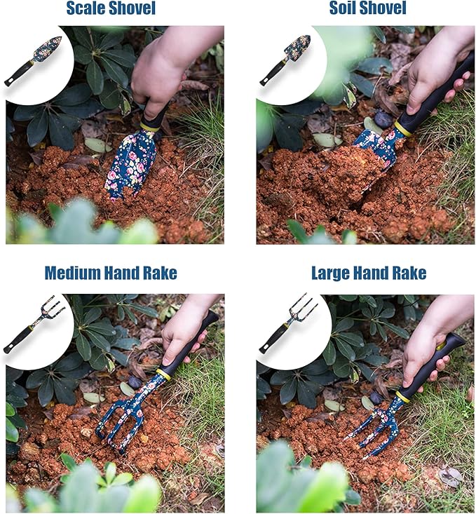 Garden Tool Set, 25Pcs Heavy Duty Floral Garden Tools, Aluminum Rust-Proof Gardening Kit with