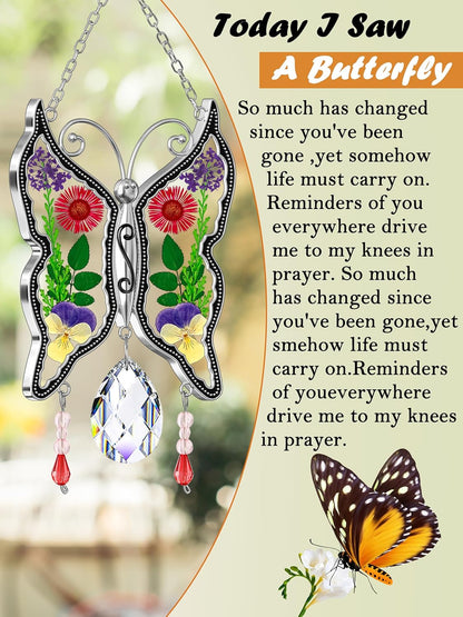 KY&BOSAM Butterfly Suncatcher Mom Gifts Stained Glass Suncatchers for Windows Hangings Wind Chime