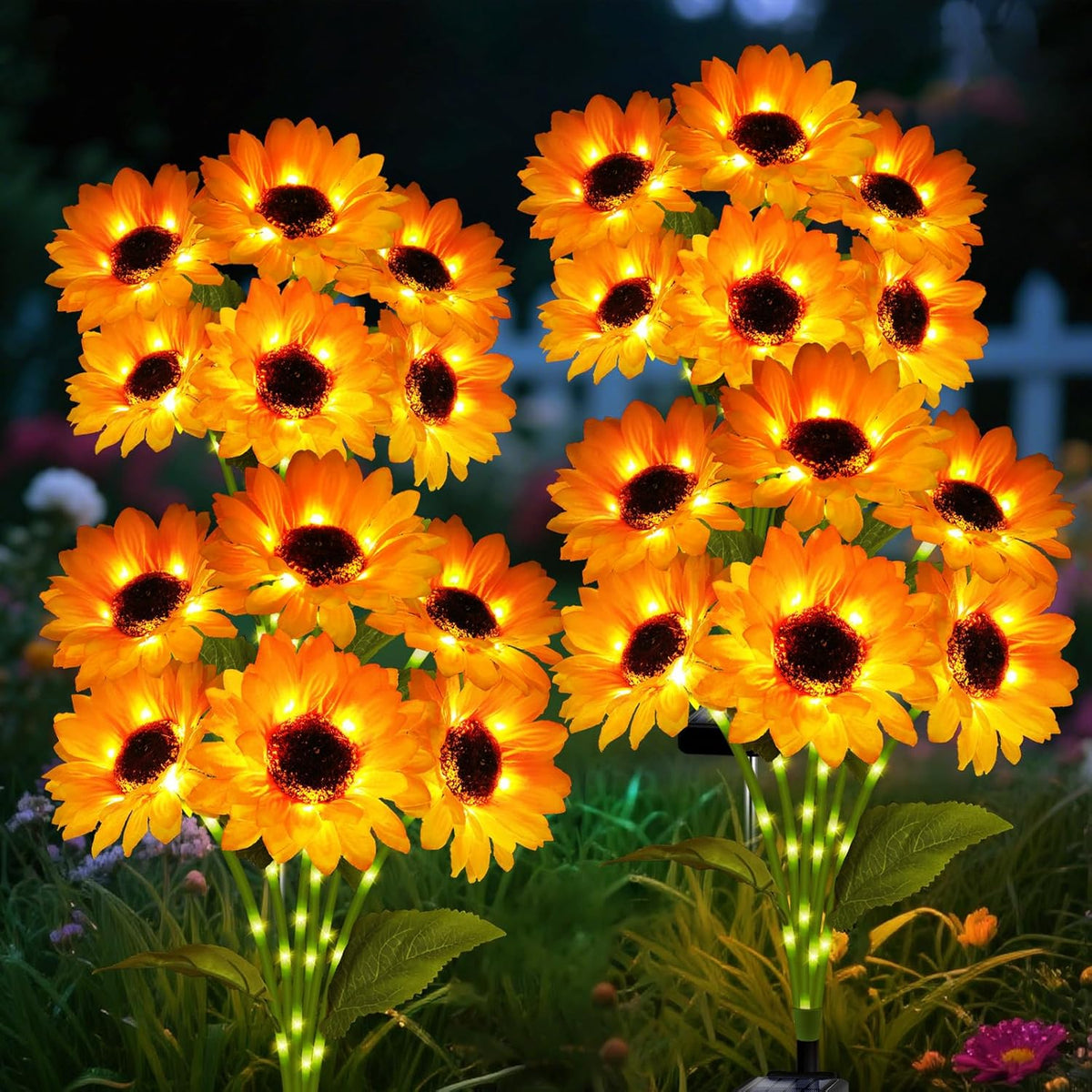 Solar Garden Lights Outdoor, 4 Pack Sunflower Lights with 24 Sunflower, Waterproof 60 Led Garden