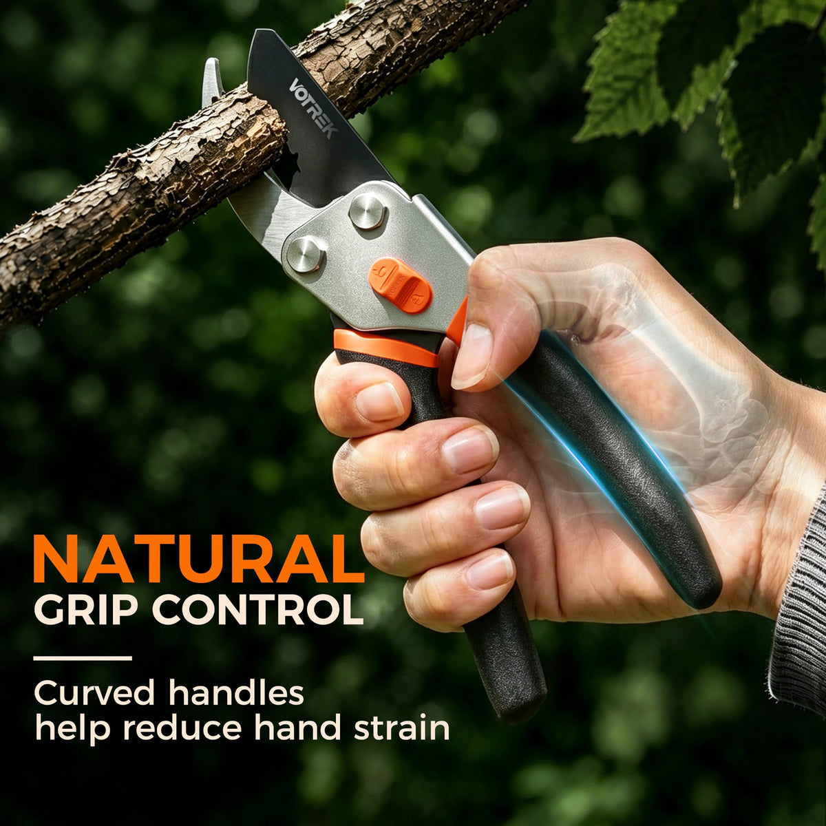 VOTREK® 8.5" Bypass Pruning Shears, Jam-Proof Spring Clippers for branches