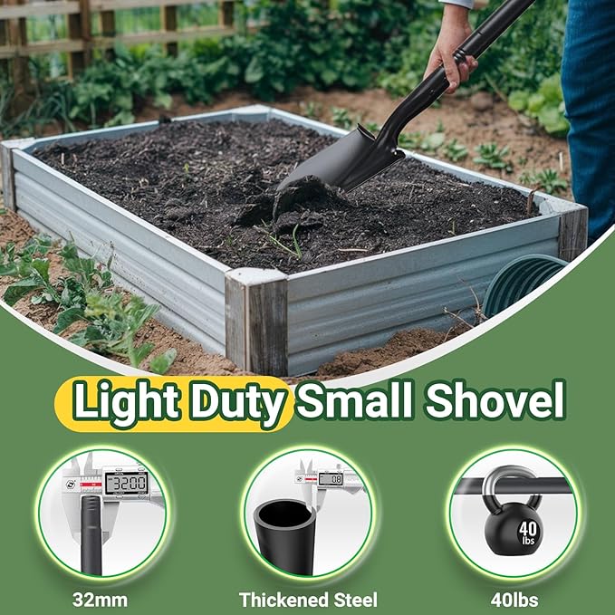 Small Shovels for Digging, Garden Spade Shovel Beach Shovels with 43.3in Handle,Heavy Duty Portable