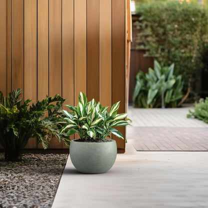 Kante 19.9" Dia Round Concrete Planter, Outdoor/Indoor Large Bowl Plant Pots with Drainage Hole and