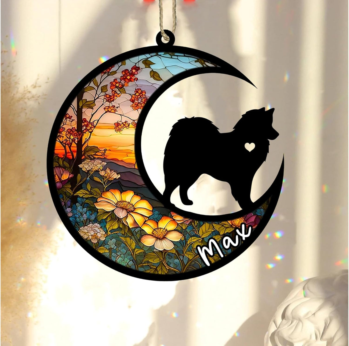 Personalized Dog Memorial, Custom Name American Eskimo Dog Christmas Ornament with Name, Custom