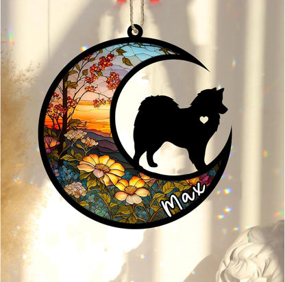 Personalized Dog Memorial, Custom Name American Eskimo Dog Christmas Ornament with Name, Custom