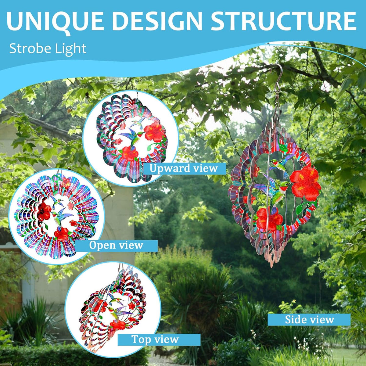 Hummingbird Wind Spinners Outdoor,6in Mandala Wind Spinner Hummingbird Gift for Women Men,Wind