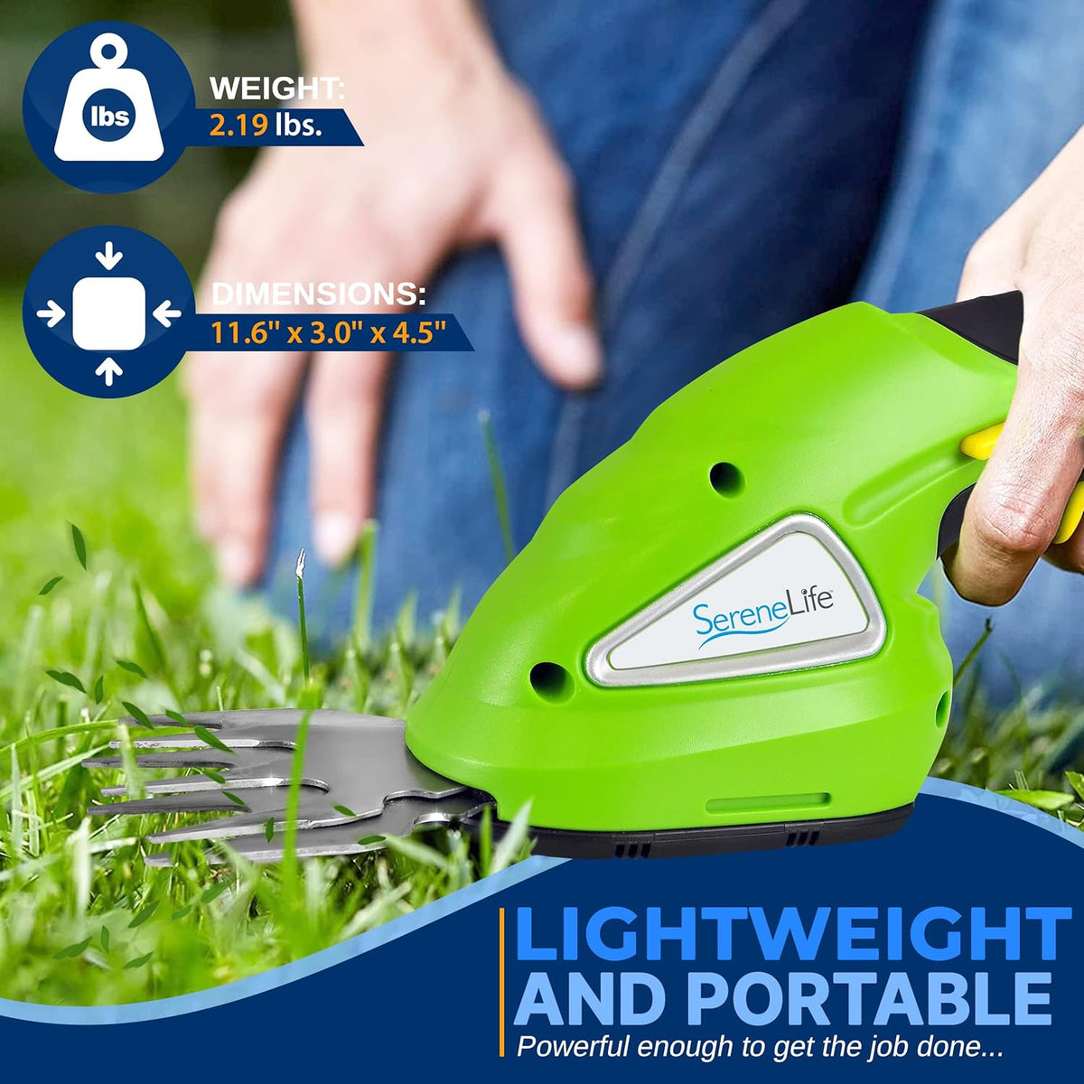 Pyle Cordless Handheld Grass Cutter Shears | Portable Lightweight Electric Hedge Shrubbery Trimmer
