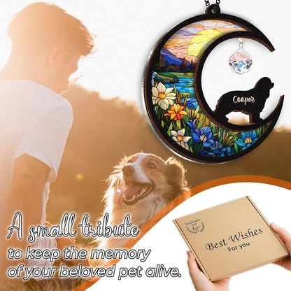 Custom Dog Memorial Gift Suncatcher, Engraved Pet Memorial Ornament, Pet Sympathy Keychain, Loss of