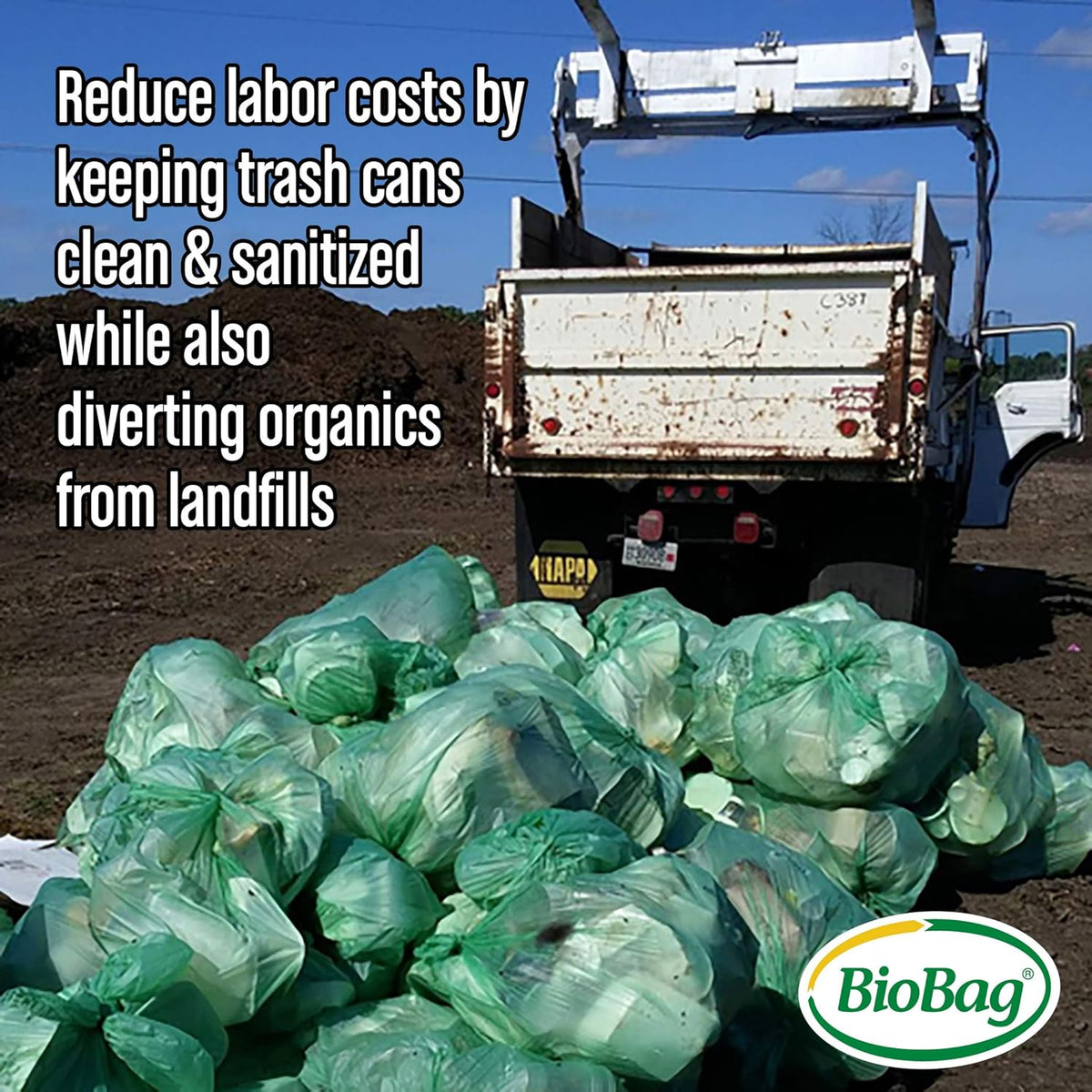 BioBag (USA) The Original Compostable Bag, 64 Gallon, 60 Count, 100% Certified Compostable Trash