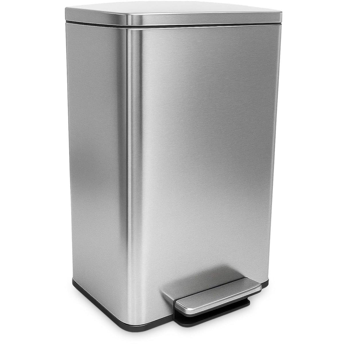SIMPLI-MAGIC 50 Liter / 13.2 Gallon Soft-Close, Smudge Resistant Trash Can with Foot Pedal and