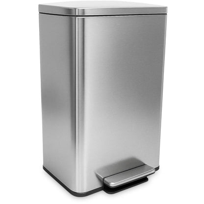 SIMPLI-MAGIC 50 Liter / 13.2 Gallon Soft-Close, Smudge Resistant Trash Can with Foot Pedal and