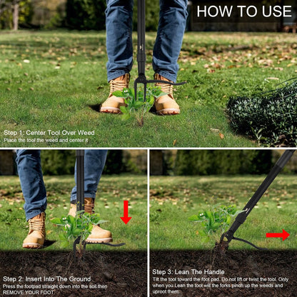 Weed Puller Tool - Stand Up Heavy Duty Weeding Tool with 47.8'' Long Handle, Foot Platform Design &