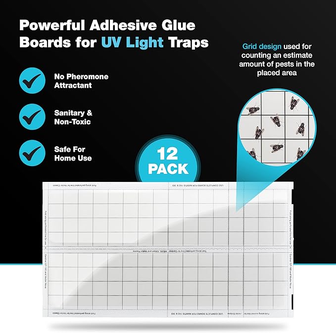 Catchmaster Vector Universal Replacement Glue Boards White, UV Light Fly Trap for Home, Unscented
