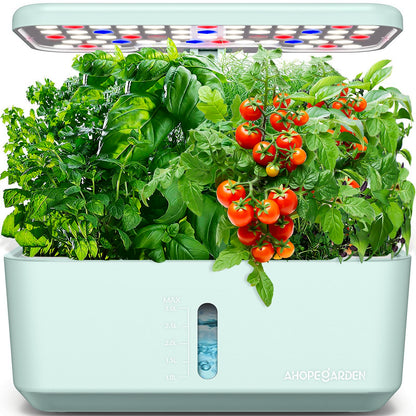Ahopegarden Indoor Garden Hydroponics Growing System: 10 Pods Kit with LED