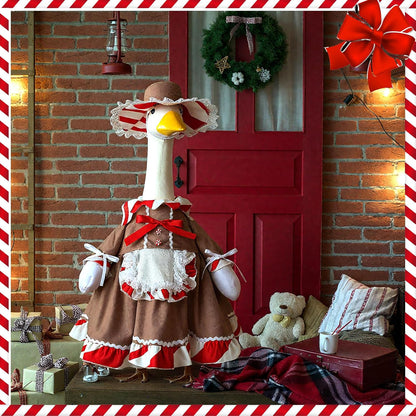 Christmas Gingerbread Porch Goose Outfit 23 Inch Red White Candy Goose Clothes for Cement or