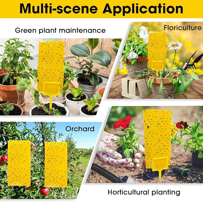 220 Pcs 7.9 x 4 Inch Sticky Traps for Plant Gnats Double Sided Sticky Traps with Twist Ties for