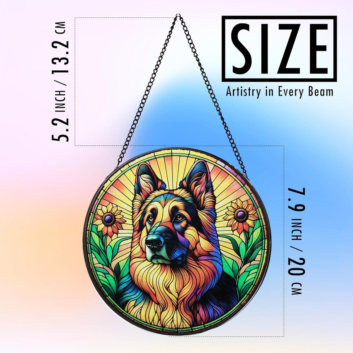 Stained Glass Dog Memorial Suncatcher,German Shepherd Window Hanging,Sympathy Gifts for Pet