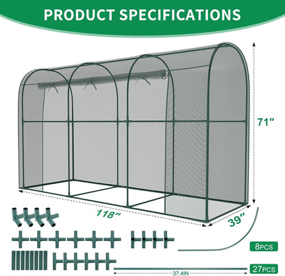 SUNYRISY Garden Plant Netting Crop Cage for Garden Raised Bed, 9.8 x 3.3 x 6 Ft Plant Cover Cage