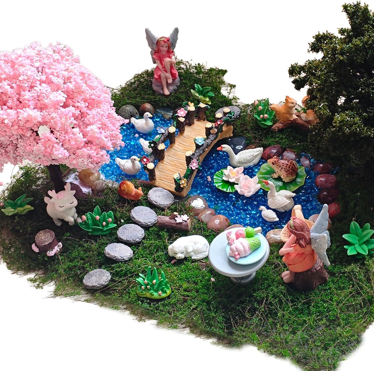 Kai Dream Miniature Fairy Garden Kit, 36 Pcs Miniature Fairy Garden Resin Figurines for Plant Pots