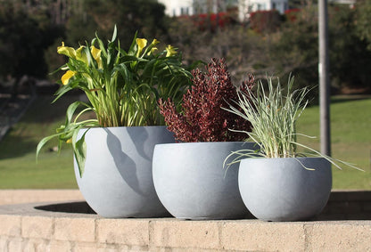 Kante 19.9",15.7",11.8" Dia Round Concrete Planter Set of 3, Outdoor/Indoor Large Bowl Plant Pots